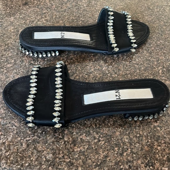 NO 21 LADIES black Crystal slides sandals-6M-GORGEOUS! - Picture 2 of 13